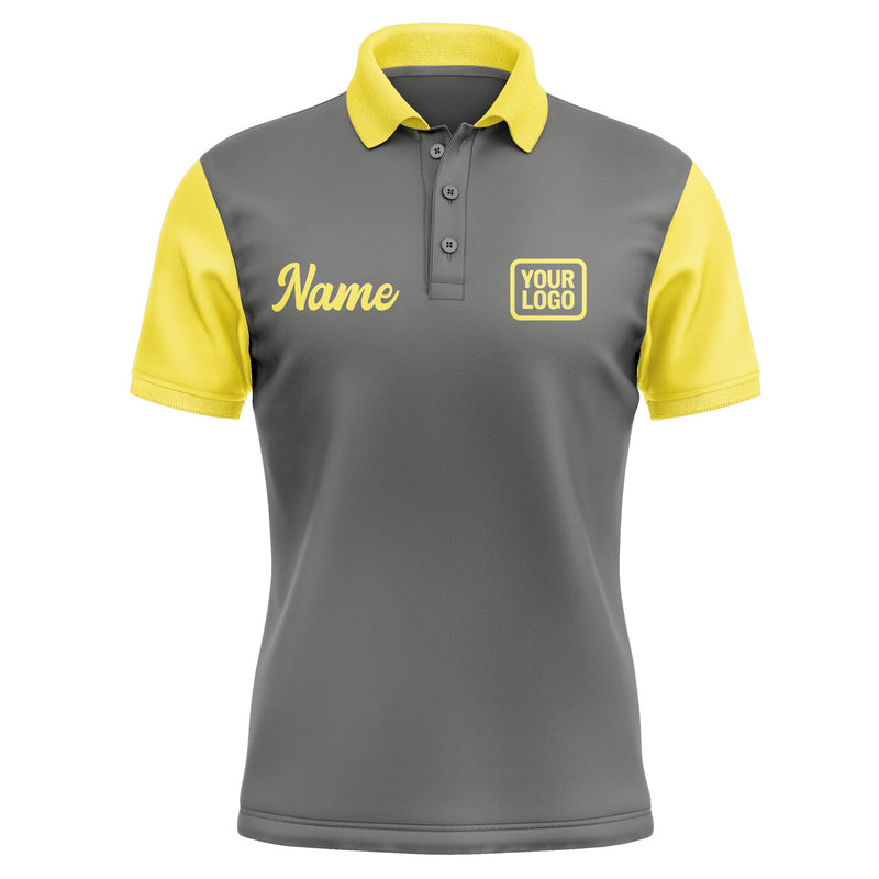 Custom Dark Grey Light Yellow Short-Sleeve Polo Shirt PO202626B126