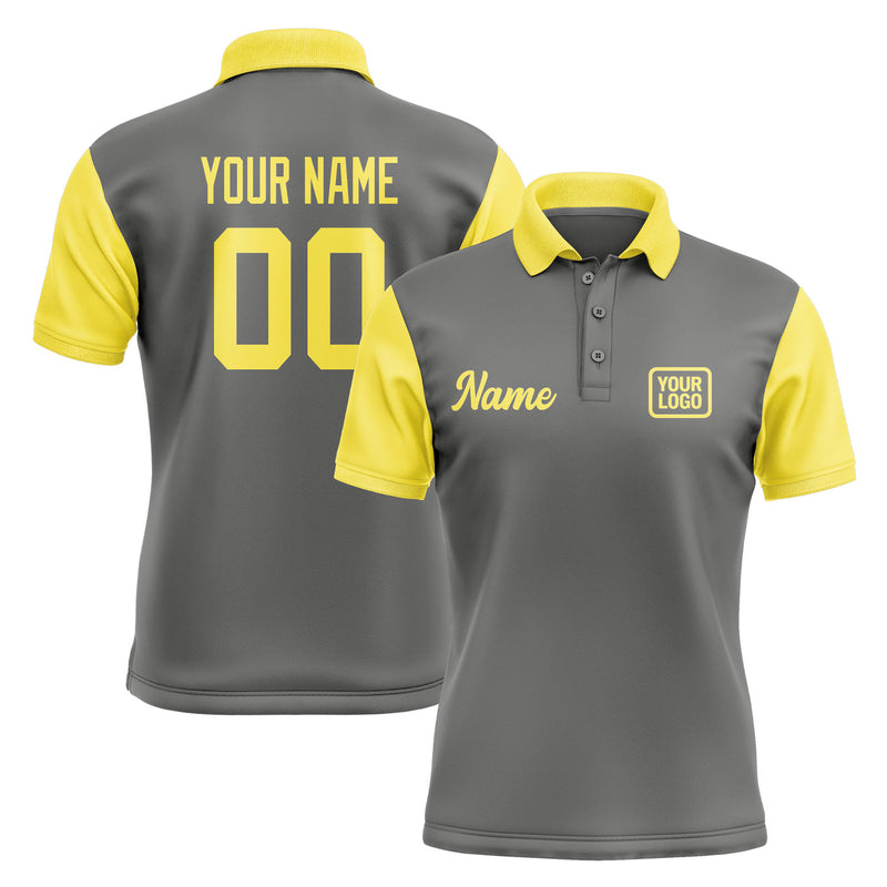 Custom Dark Grey Light Yellow Short-Sleeve Polo Shirt PO202626B126