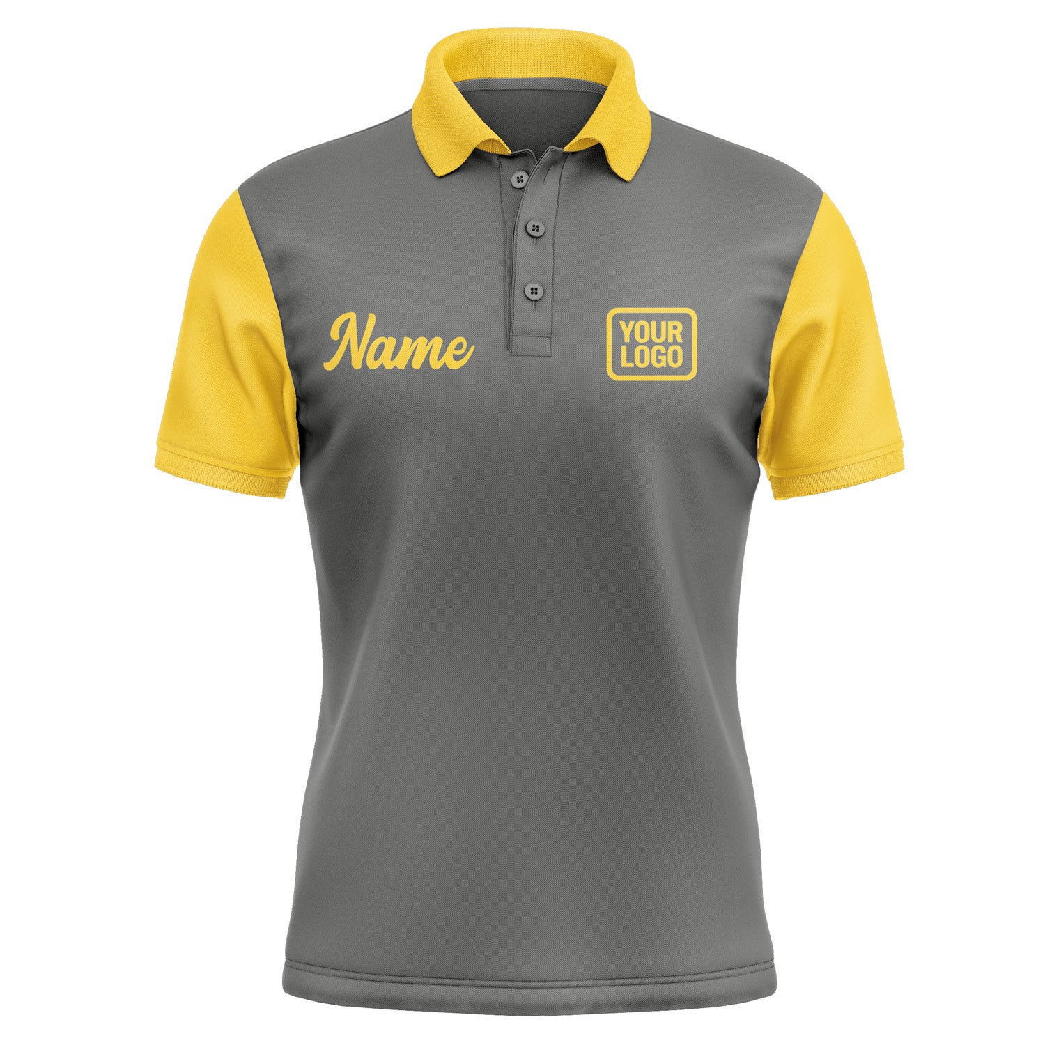 Custom Dark Grey Gold Short-Sleeve Polo Shirt PO203030B130