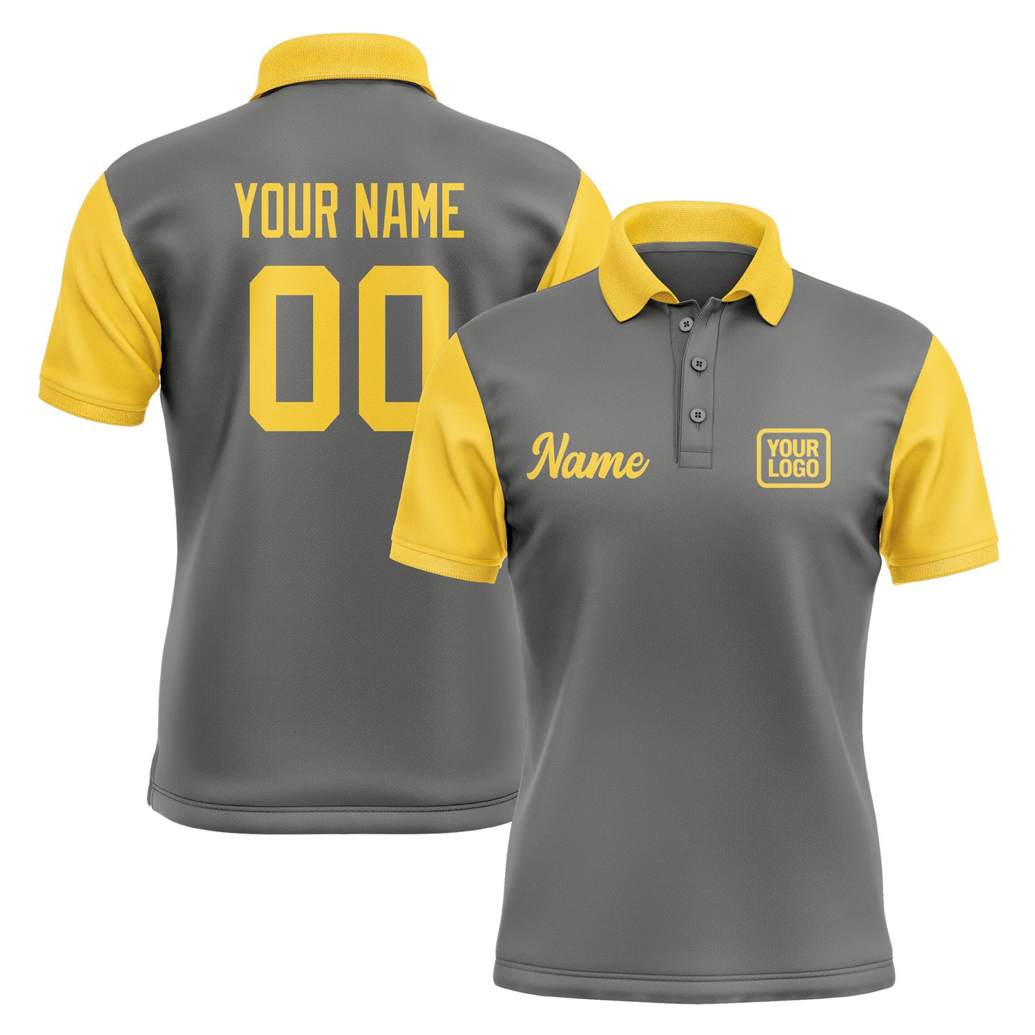 Custom Dark Grey Gold Short-Sleeve Polo Shirt PO203030B130