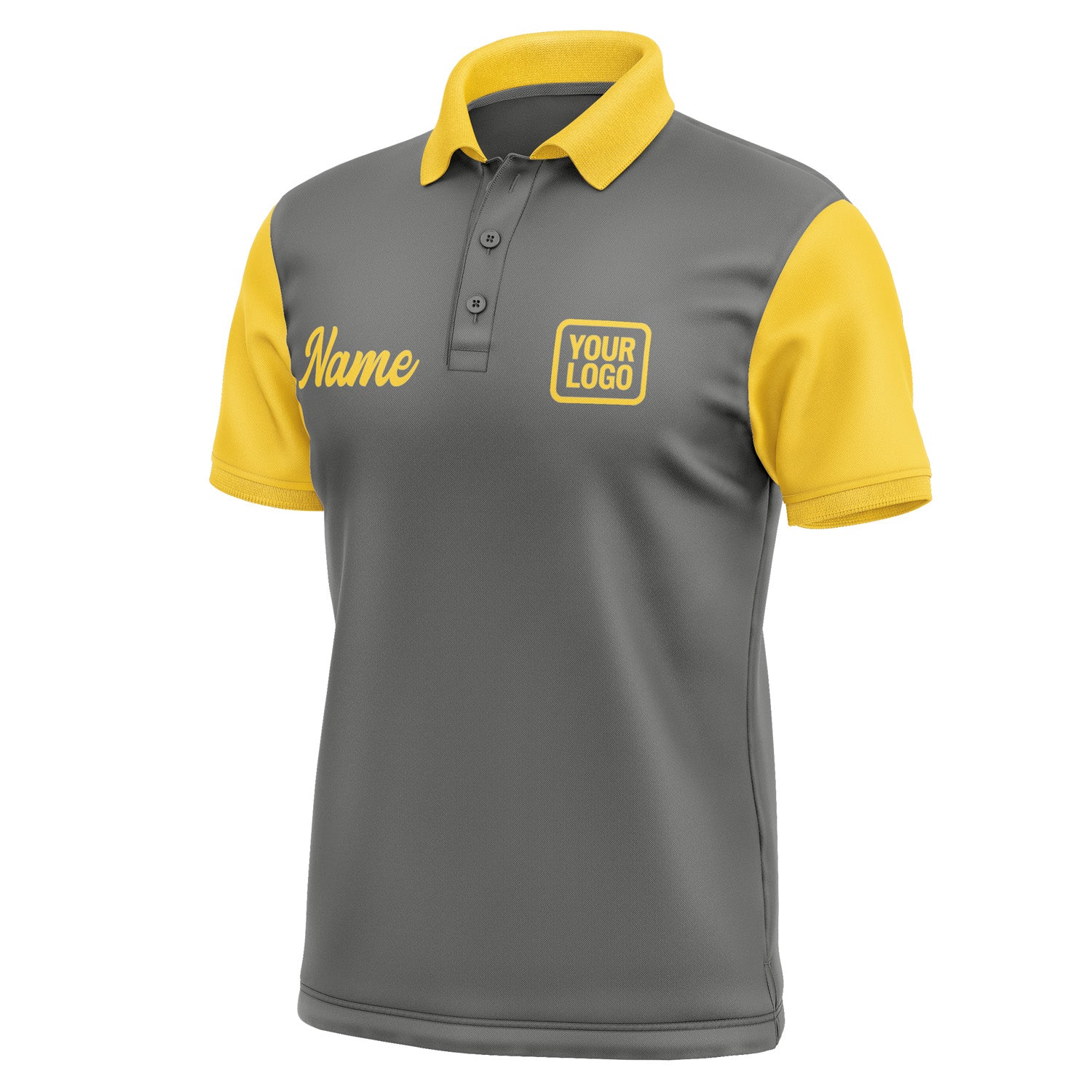 Custom Dark Grey Gold Short-Sleeve Polo Shirt PO203030B130