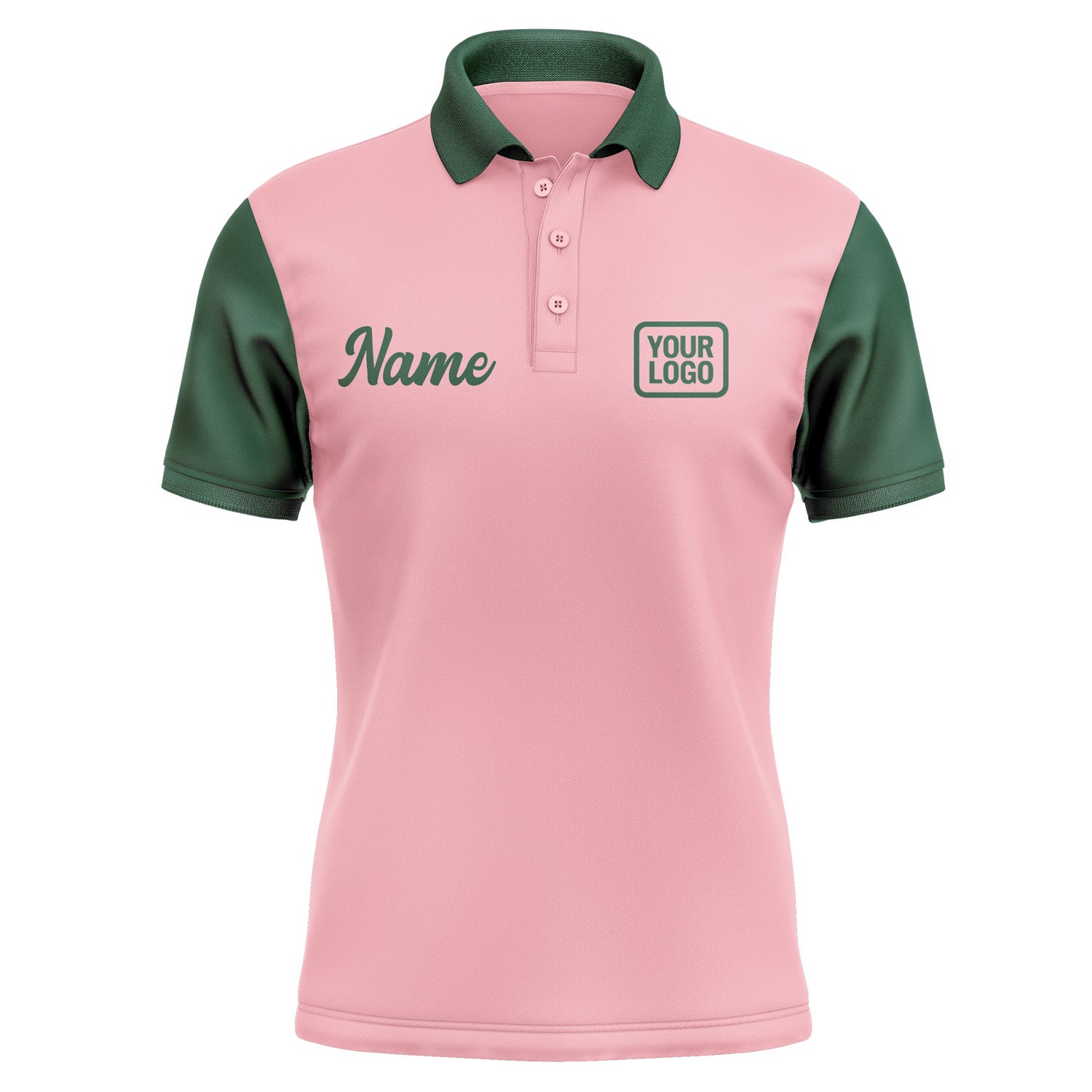 Custom Light Pink Green Short-Sleeve Polo Shirt PO210505B105