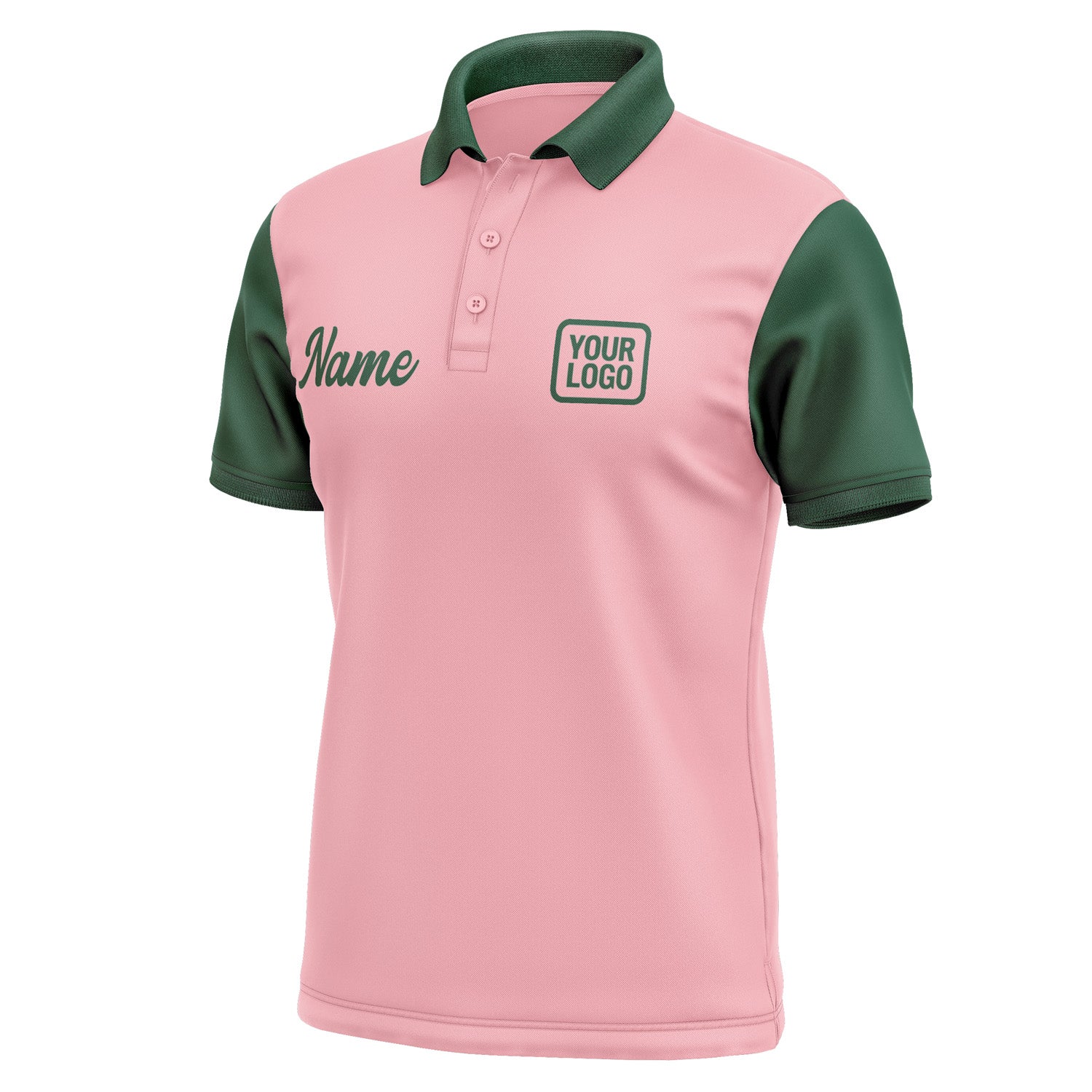 Custom Light Pink Green Short-Sleeve Polo Shirt PO210505B105