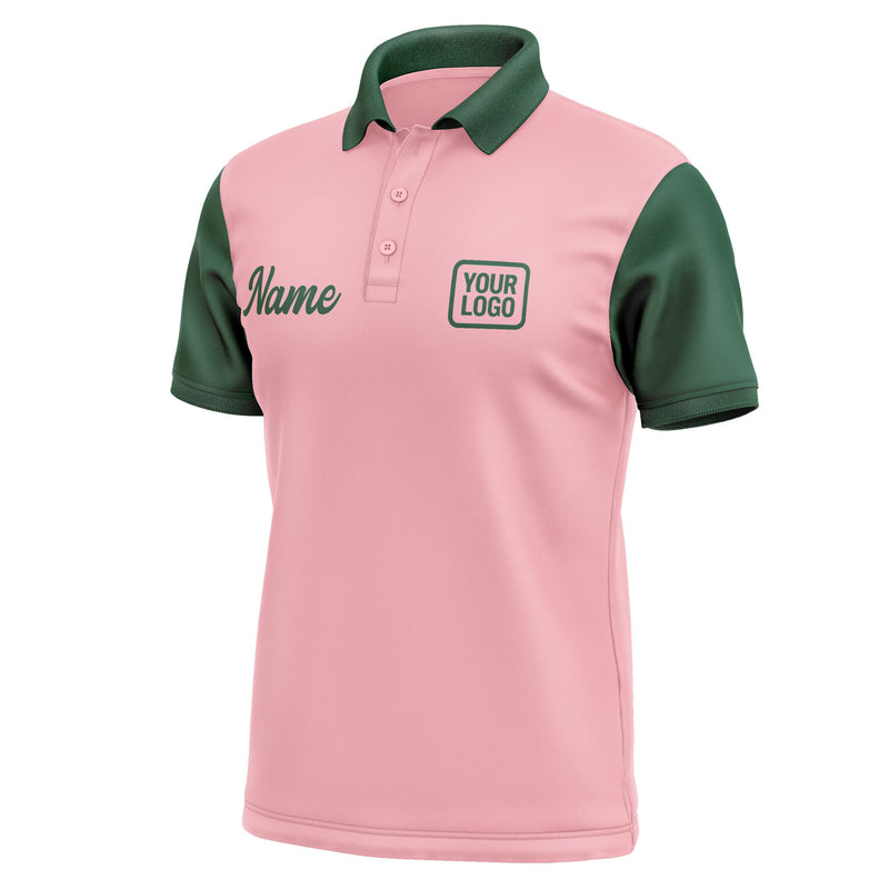 Custom Light Pink Green Short-Sleeve Polo Shirt PO210505B105