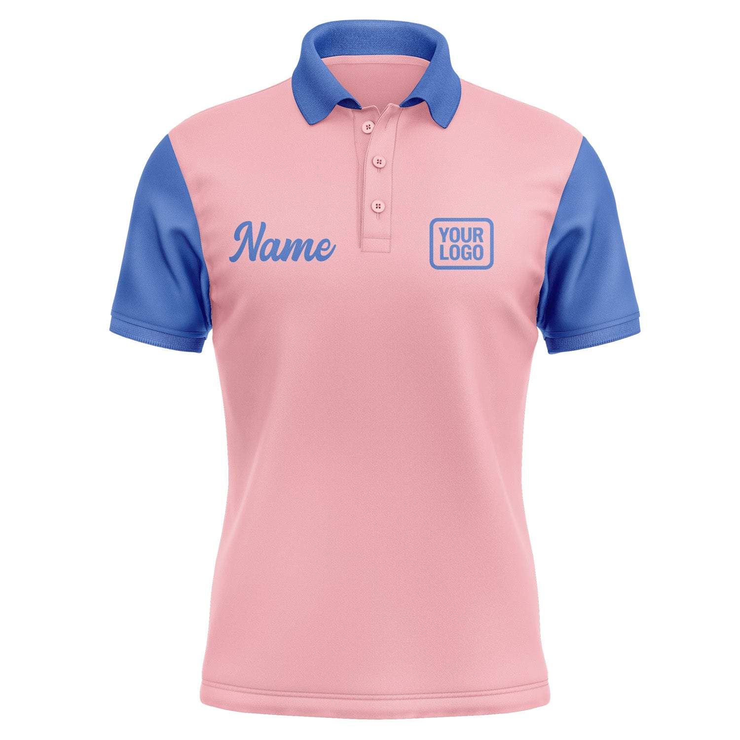 Custom Light Pink Sky Blue Short-Sleeve Polo Shirt PO210909B109