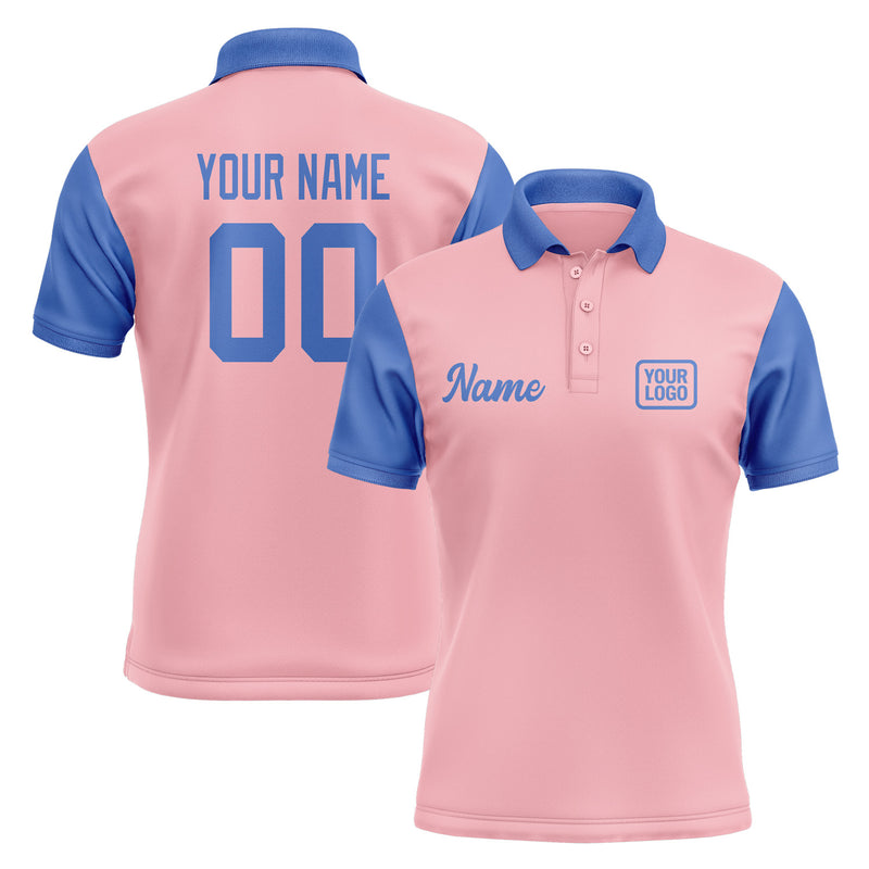 Custom Light Pink Sky Blue Short-Sleeve Polo Shirt PO210909B109