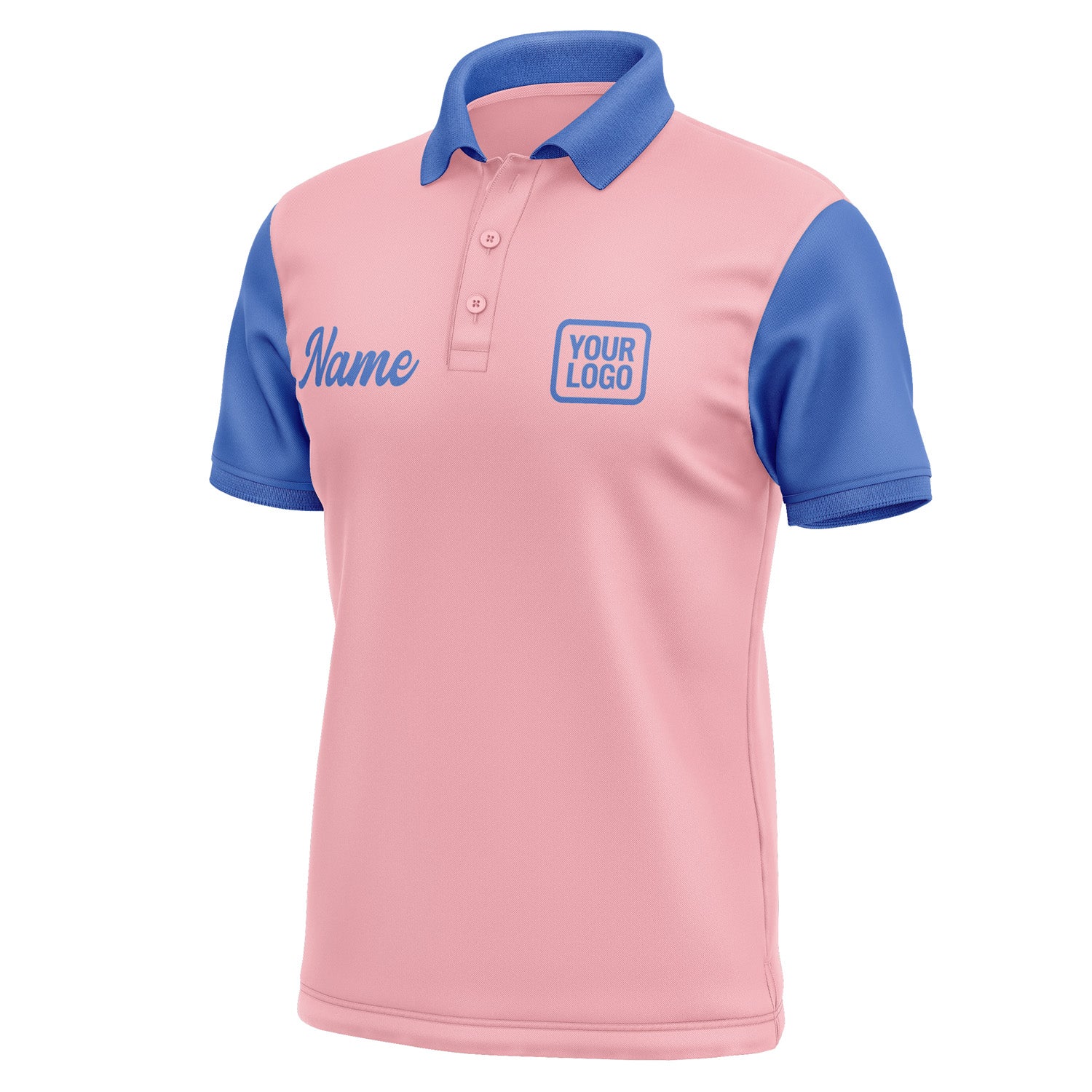 Custom Light Pink Sky Blue Short-Sleeve Polo Shirt PO210909B109