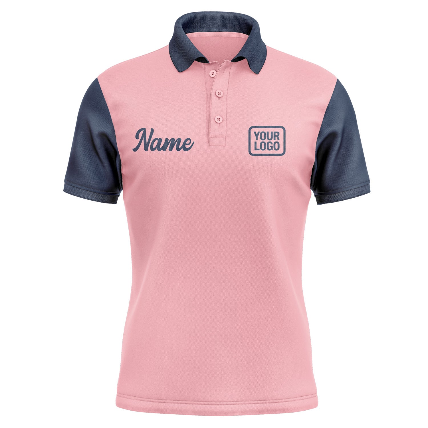 Custom Light Pink Blue Short-Sleeve Polo Shirt PO211010B110