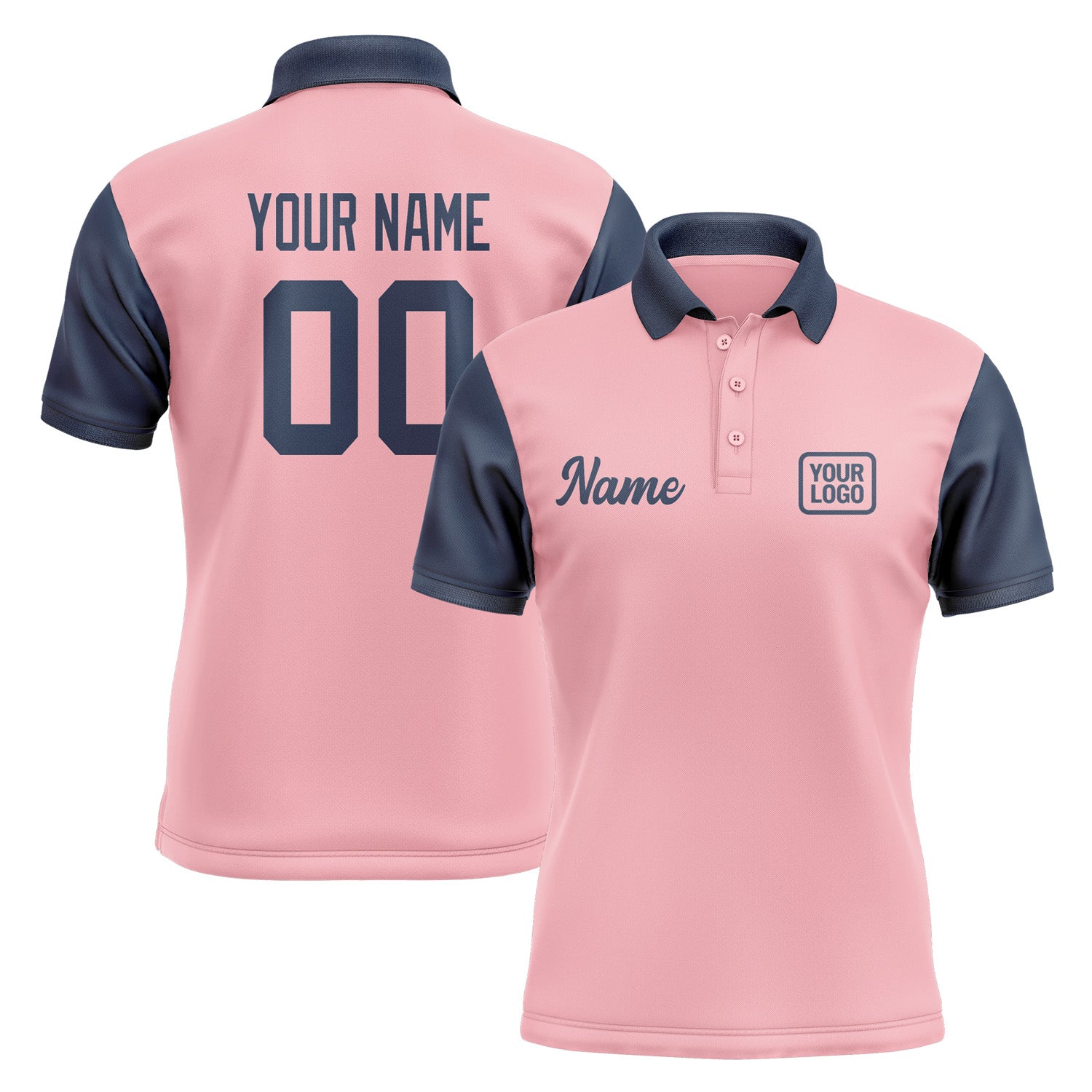 Custom Light Pink Blue Short-Sleeve Polo Shirt PO211010B110