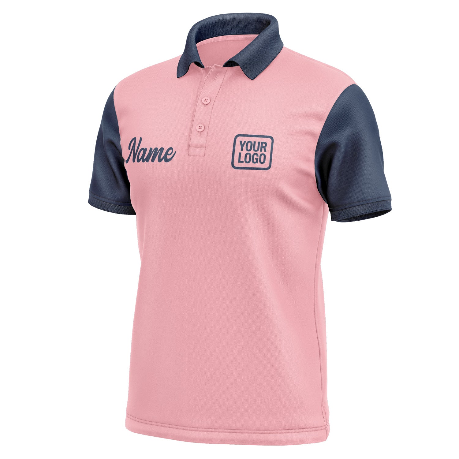 Custom Light Pink Blue Short-Sleeve Polo Shirt PO211010B110