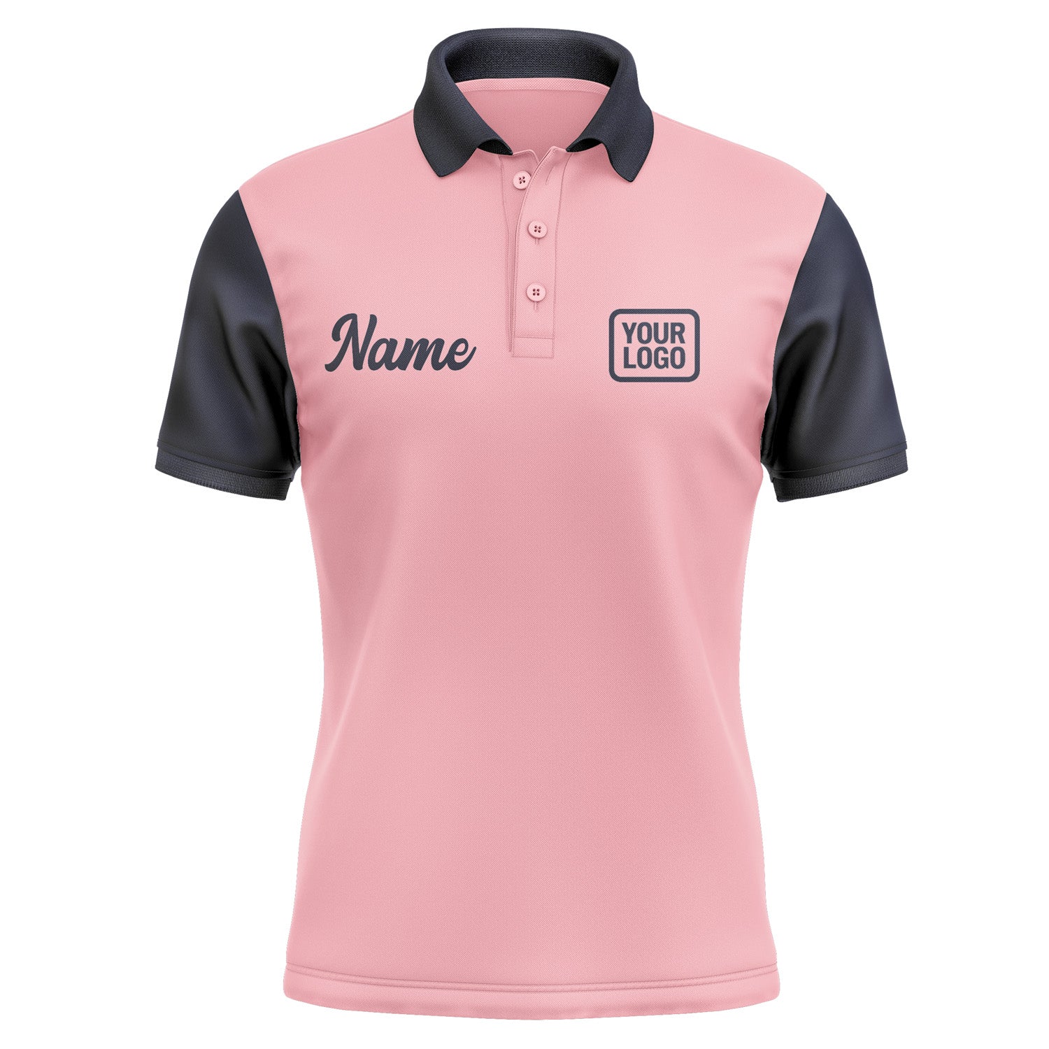 Custom Light Pink Navy Short-Sleeve Polo Shirt PO211111B111