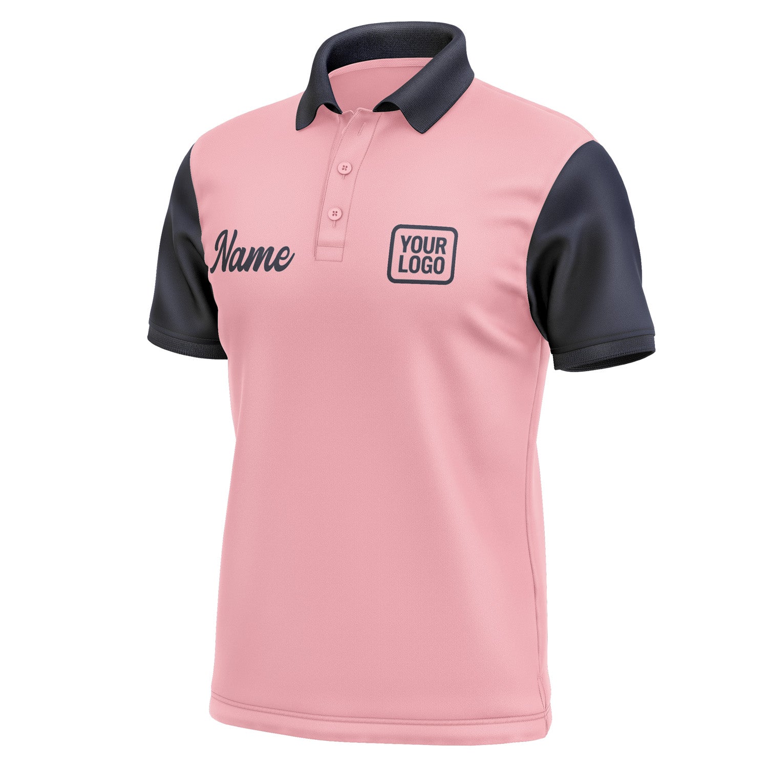 Custom Light Pink Navy Short-Sleeve Polo Shirt PO211111B111