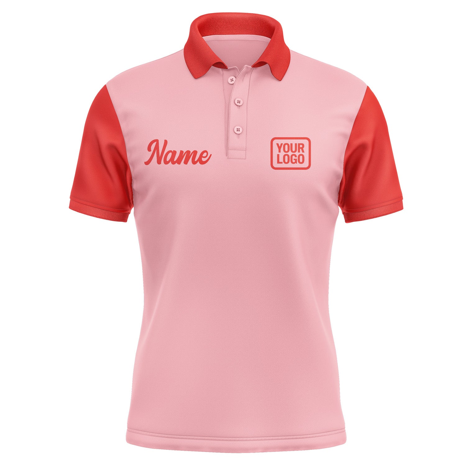 Custom Light Pink Orange Red Short-Sleeve Polo Shirt PO211212B112