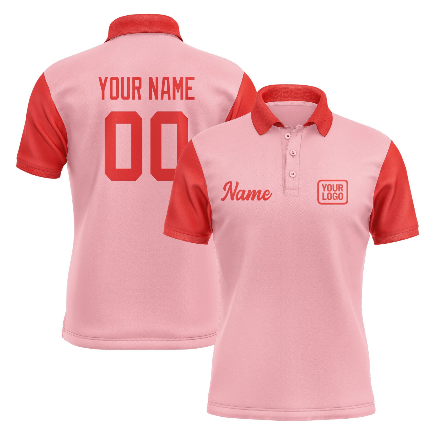 Custom Light Pink Orange Red Short-Sleeve Polo Shirt PO211212B112