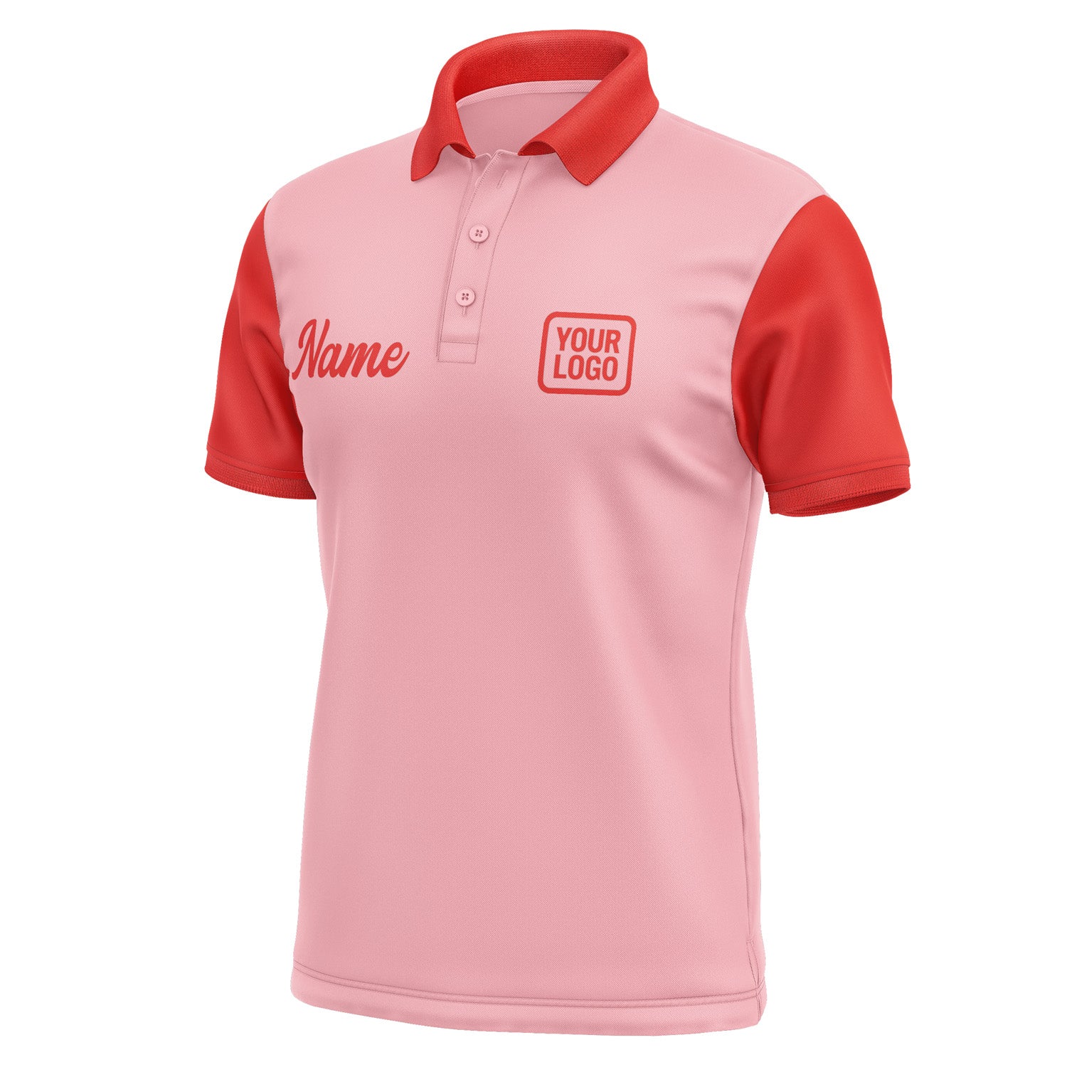 Custom Light Pink Orange Red Short-Sleeve Polo Shirt PO211212B112