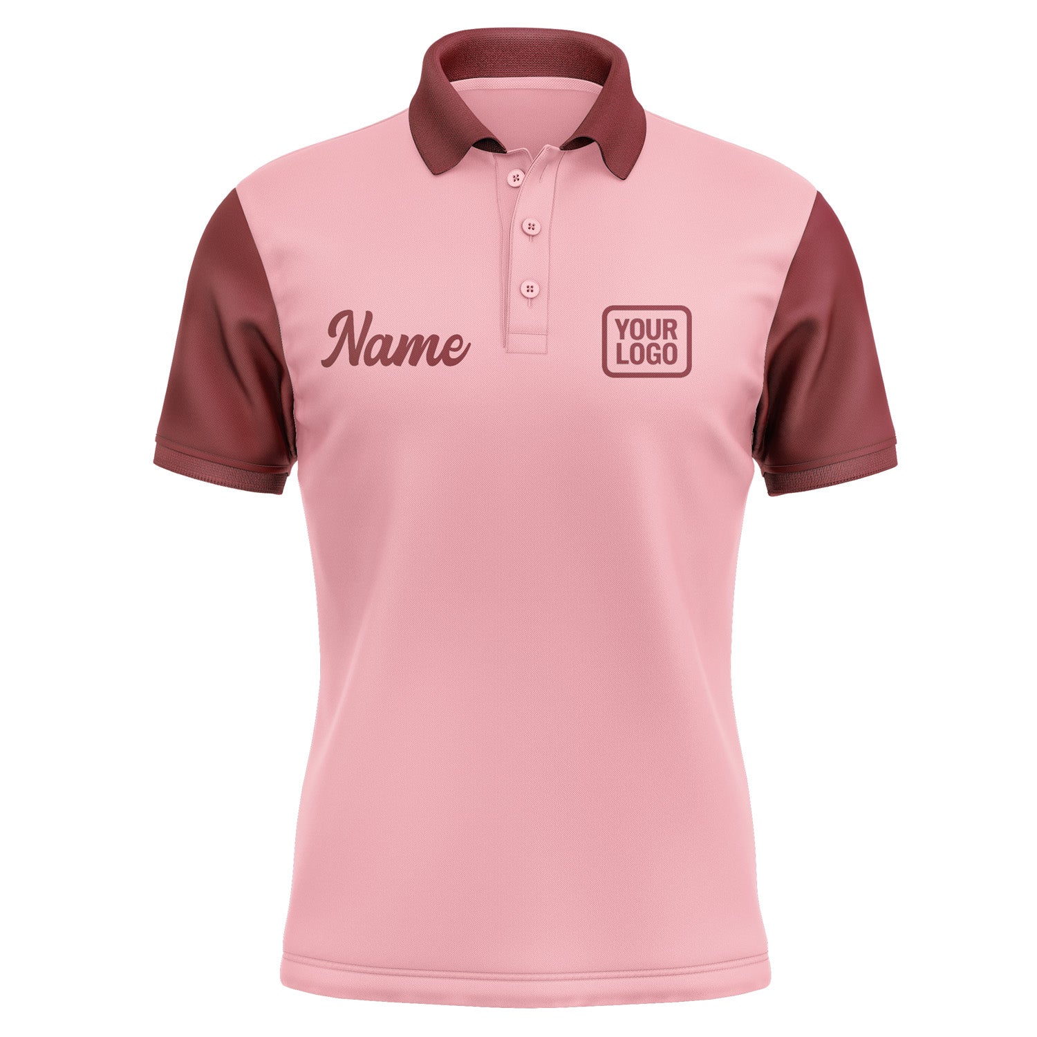 Custom Light Pink Crimson Red Short-Sleeve Polo Shirt PO211515B115