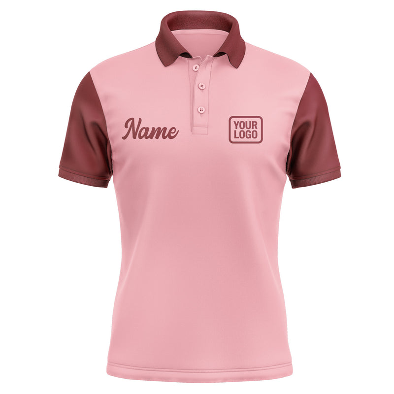 Custom Light Pink Crimson Red Short-Sleeve Polo Shirt PO211515B115