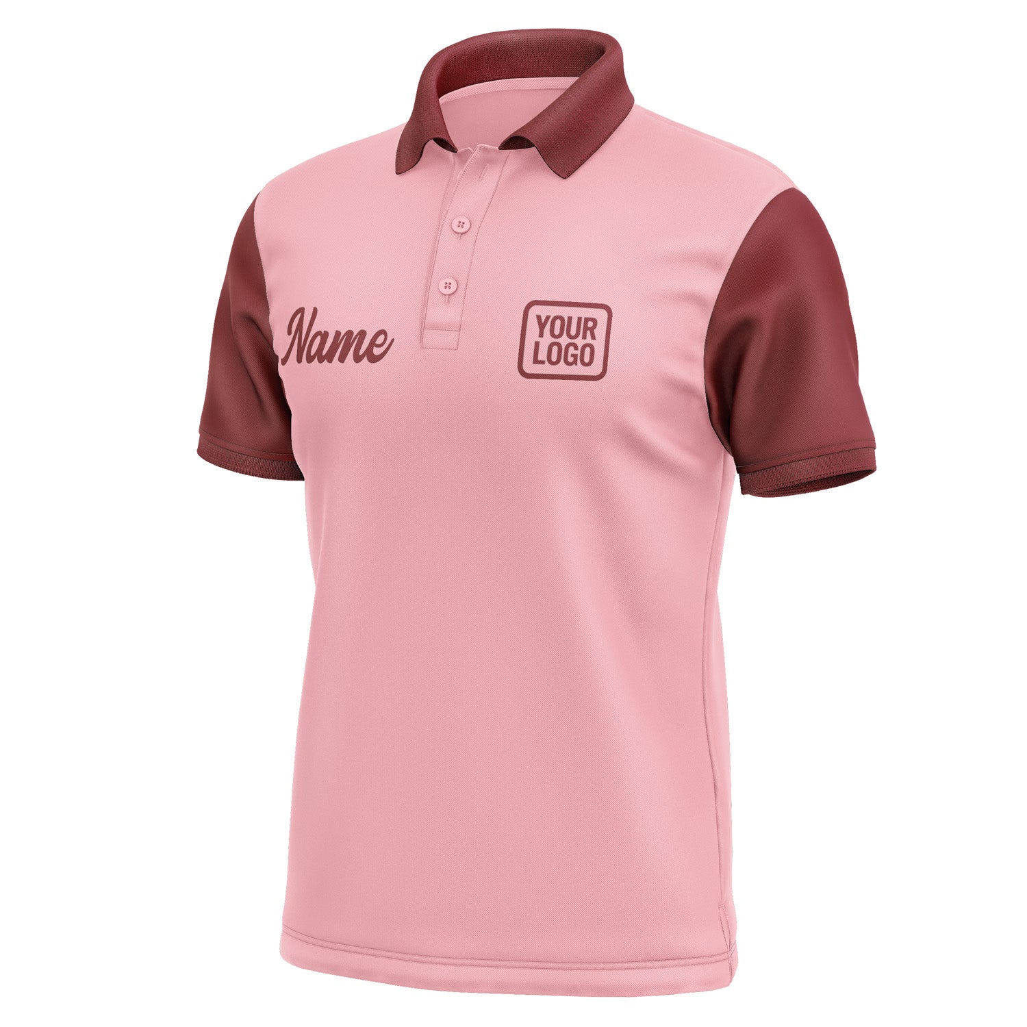 Custom Light Pink Crimson Red Short-Sleeve Polo Shirt PO211515B115