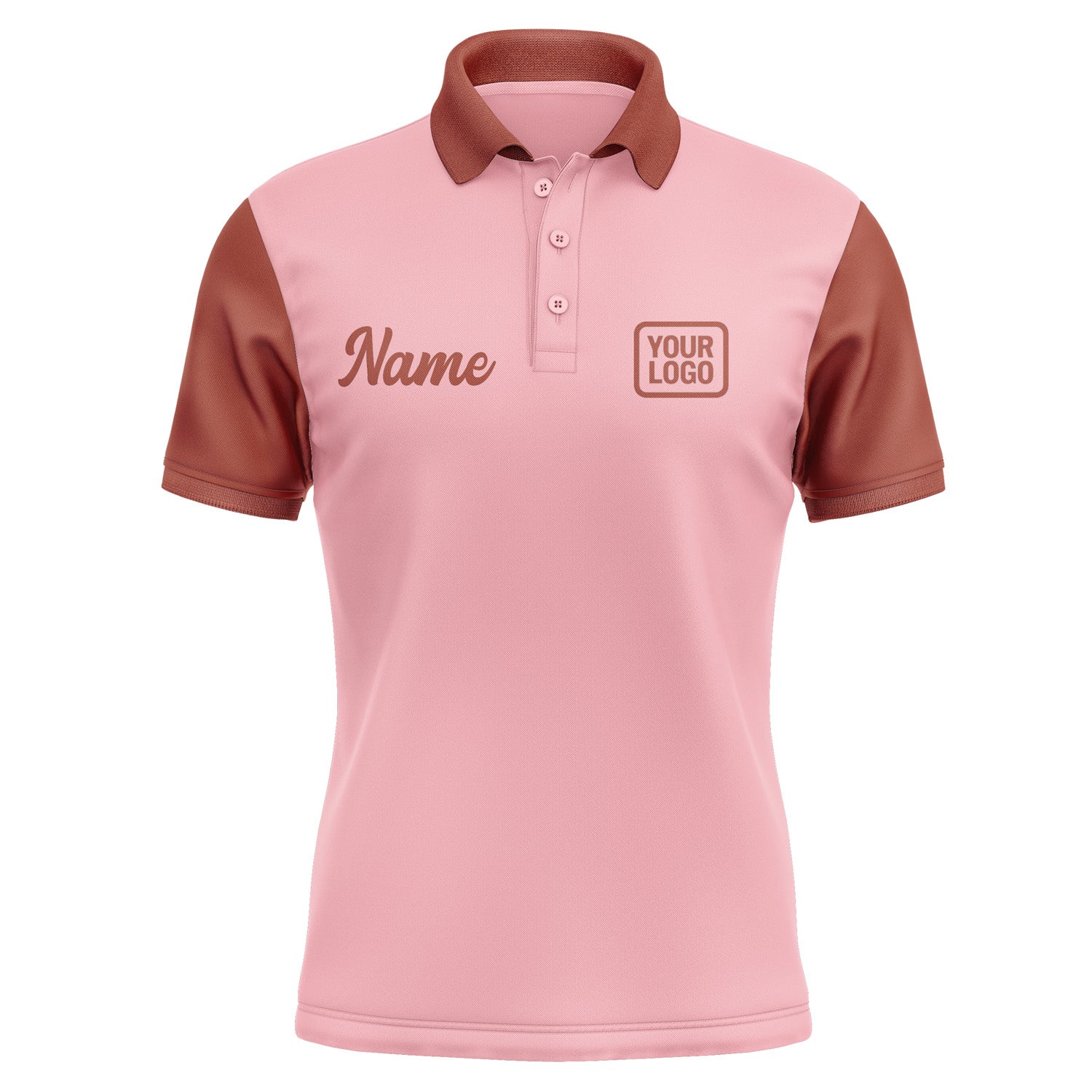 Custom Light Pink Coral Red Short-Sleeve Polo Shirt PO211616B116