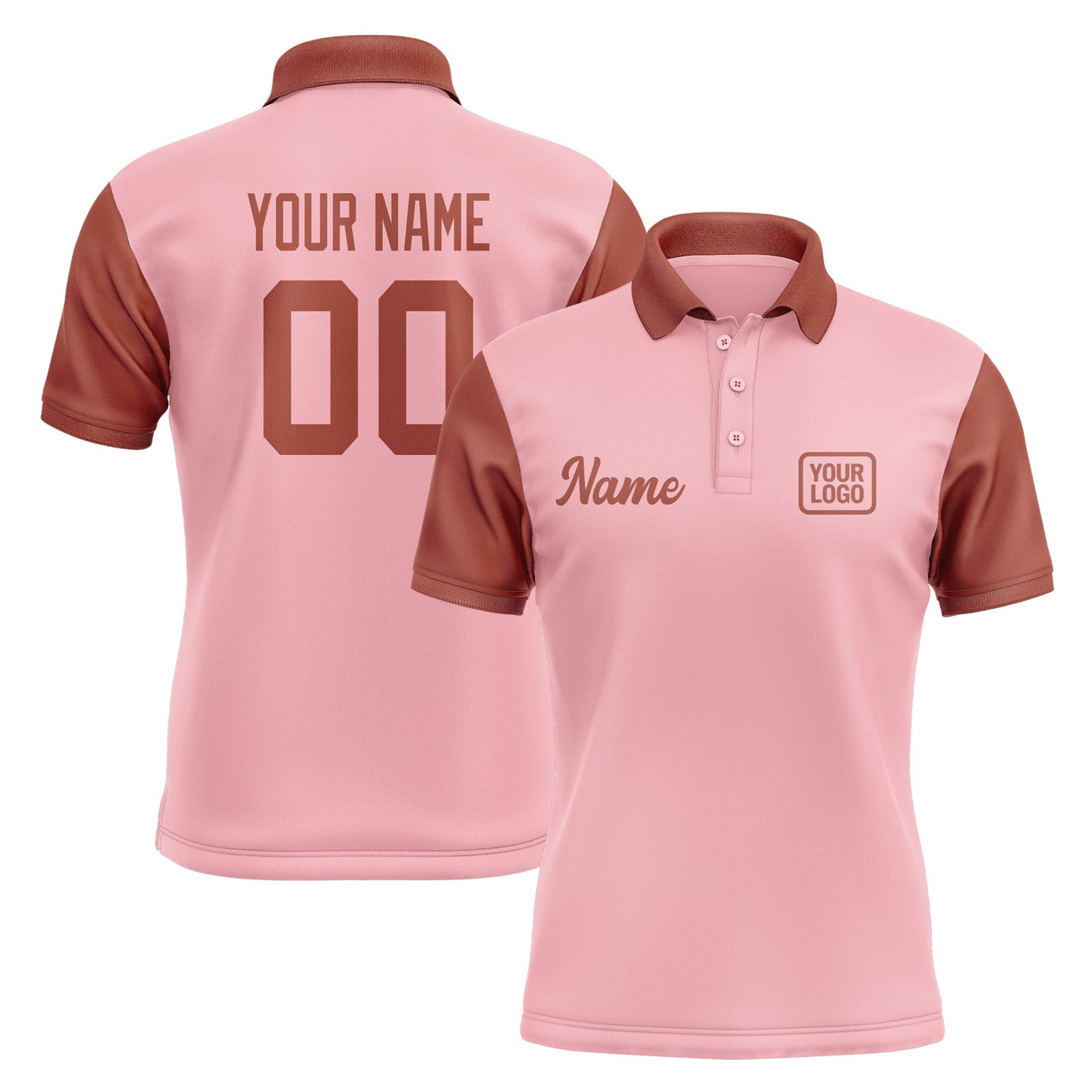 Custom Light Pink Coral Red Short-Sleeve Polo Shirt PO211616B116
