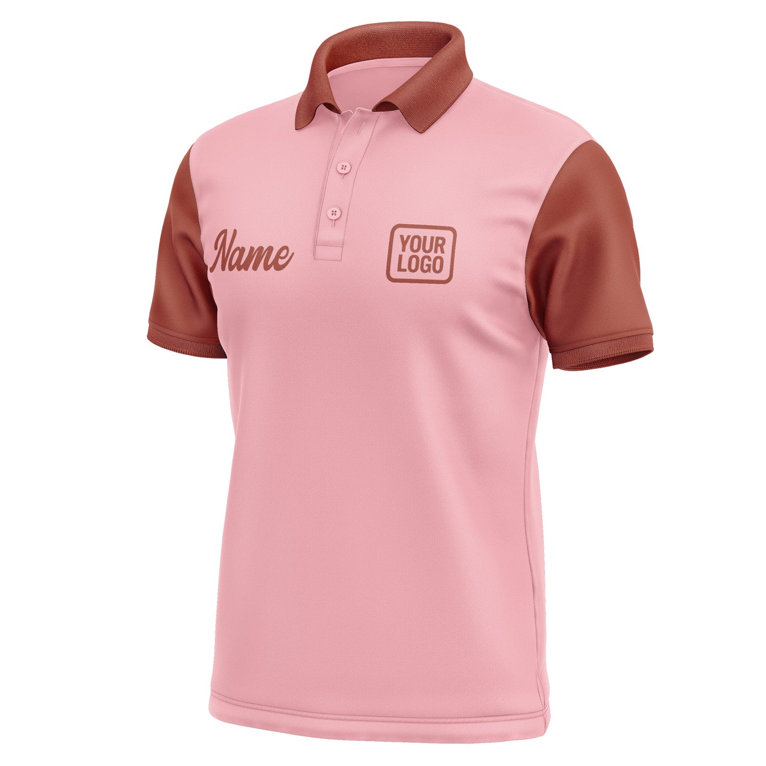 Custom Light Pink Coral Red Short-Sleeve Polo Shirt PO211616B116