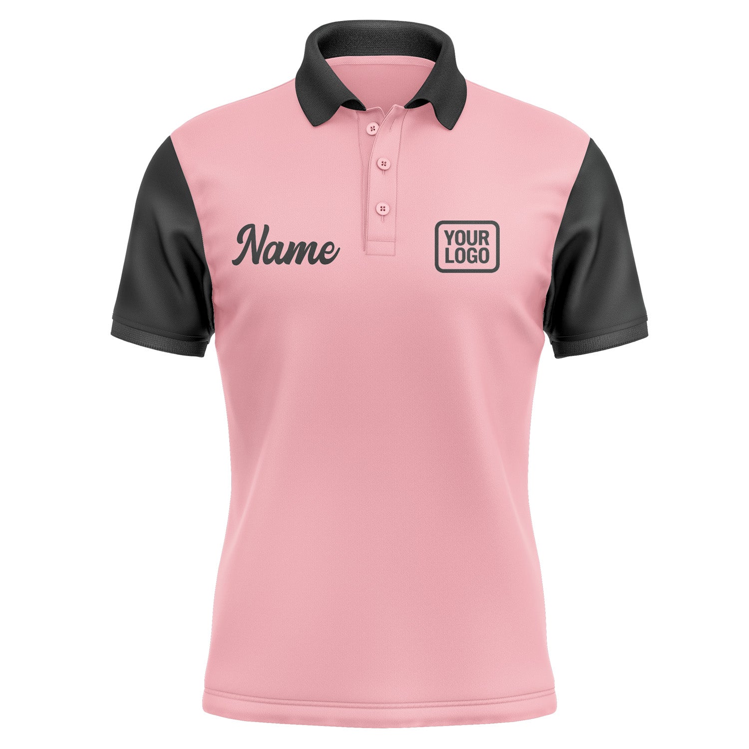 Custom Light Pink Black Short-Sleeve Polo Shirt PO211717B117