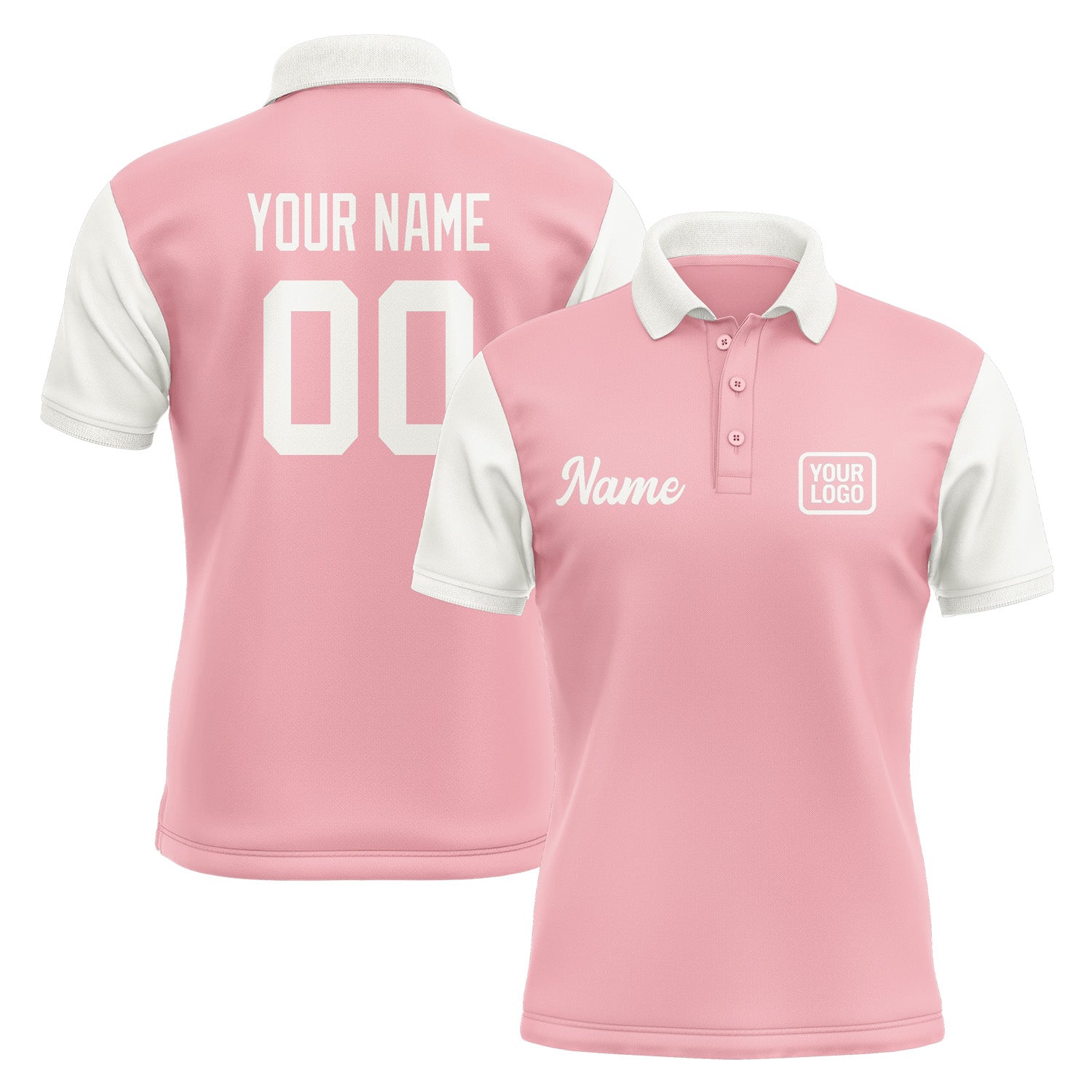 Custom Light Pink White Short-Sleeve Polo Shirt PO211818B118