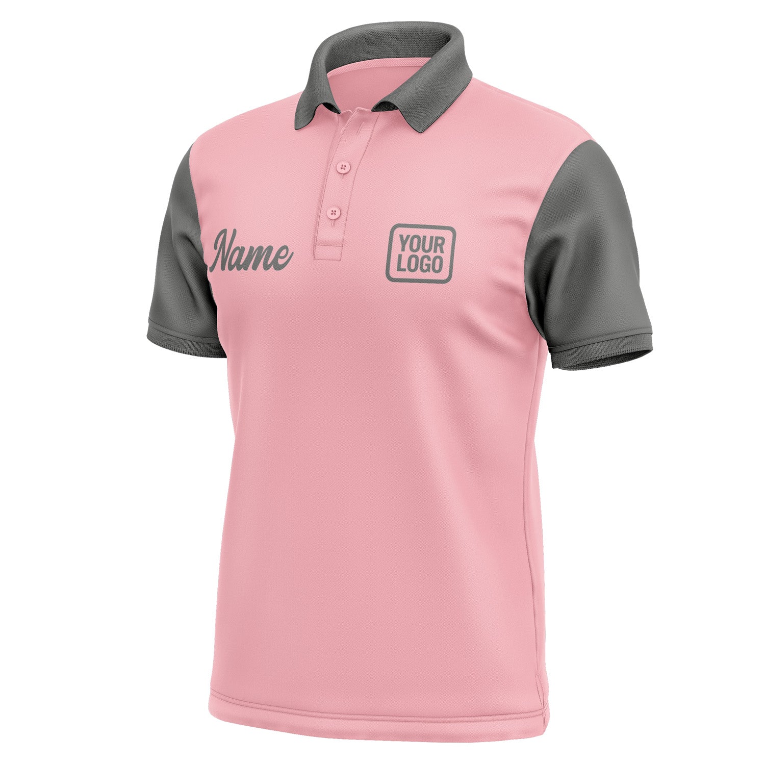 Custom Light Pink Dark Grey Short-Sleeve Polo Shirt PO212020B120