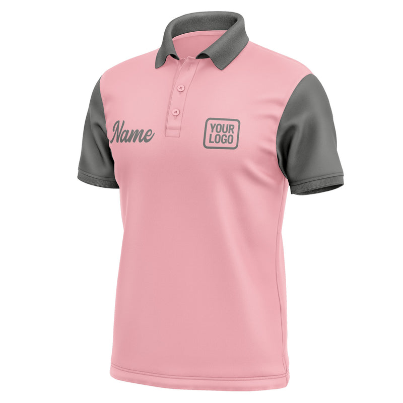 Custom Light Pink Dark Grey Short-Sleeve Polo Shirt PO212020B120
