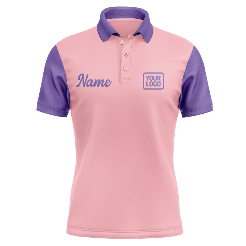 Custom Light Pink Light Purple Short-Sleeve Polo Shirt PO212323B123