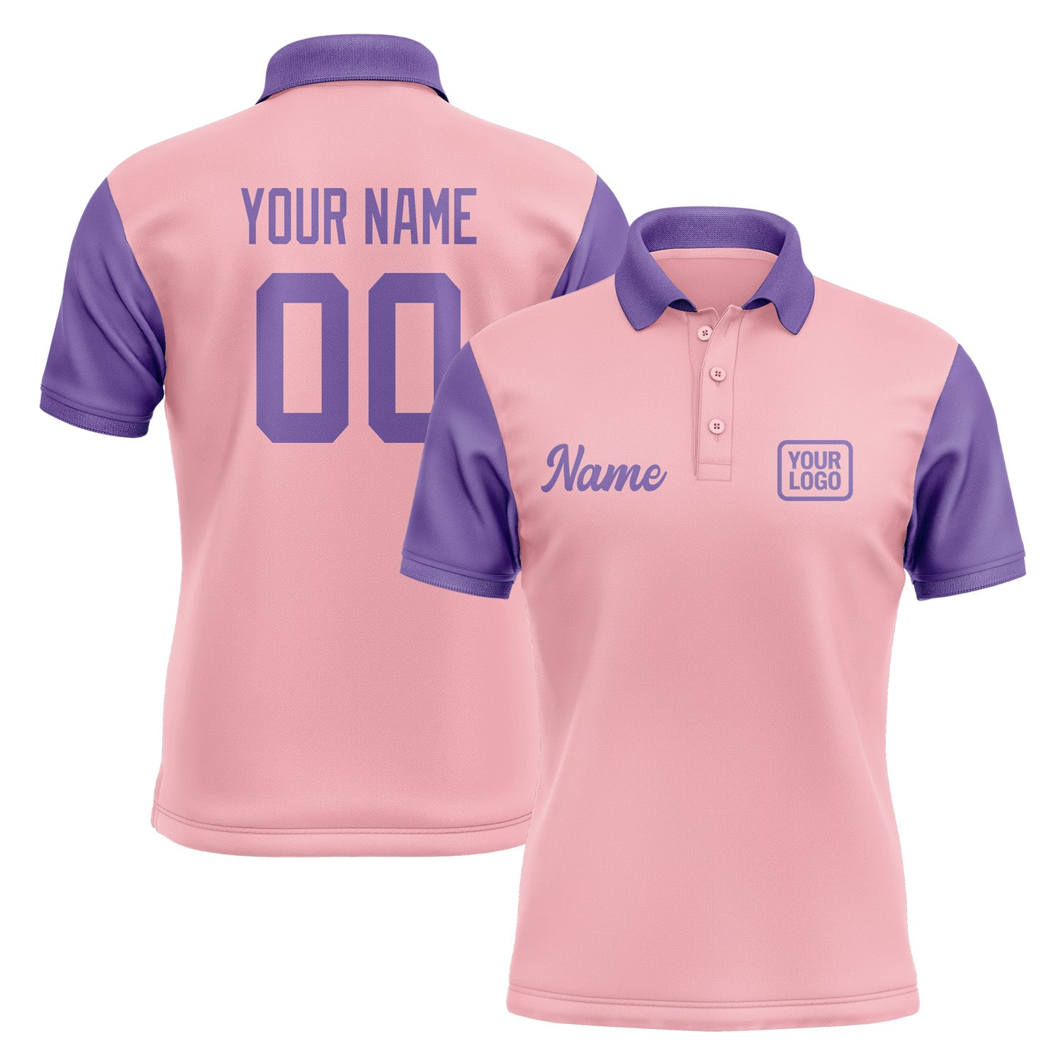 Custom Light Pink Light Purple Short-Sleeve Polo Shirt PO212323B123