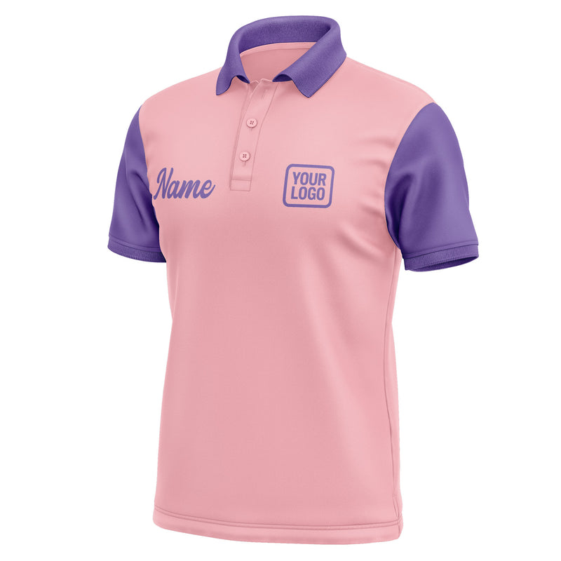 Custom Light Pink Light Purple Short-Sleeve Polo Shirt PO212323B123