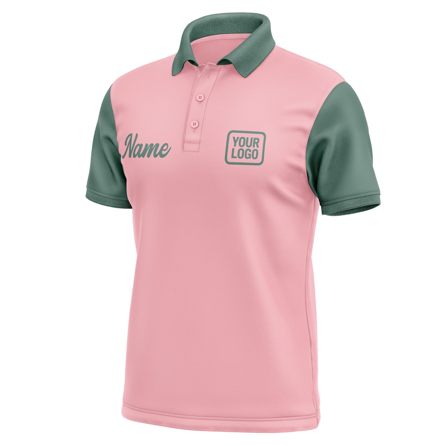 Custom Light Pink Blue Green Short-Sleeve Polo Shirt PO212727B127