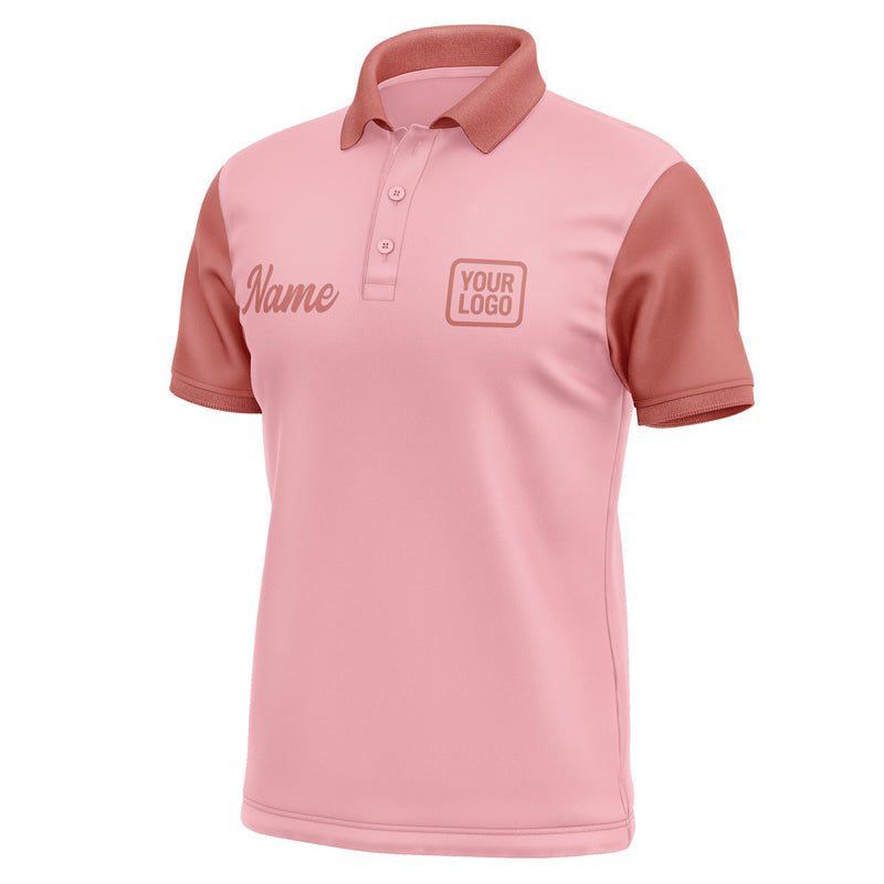 Custom Light Pink Copper Rose Short-Sleeve Polo Shirt PO212929B129