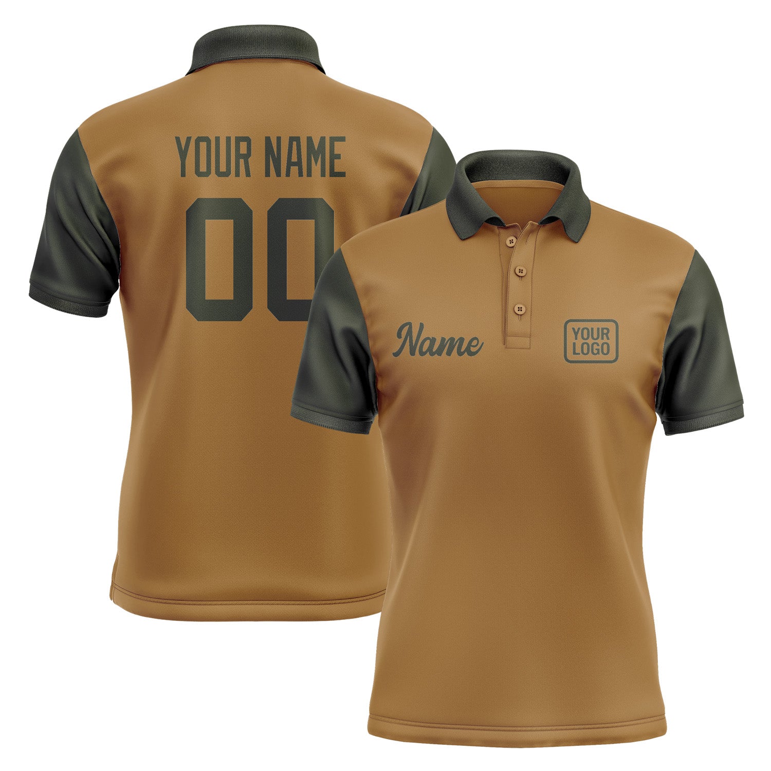 Custom Khaki Olive Short-Sleeve Polo Shirt PO220202B102