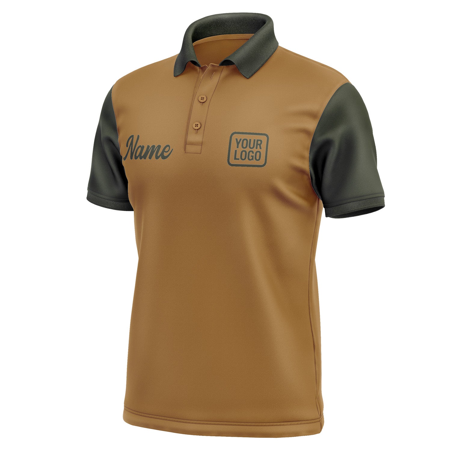 Custom Khaki Olive Short-Sleeve Polo Shirt PO220202B102