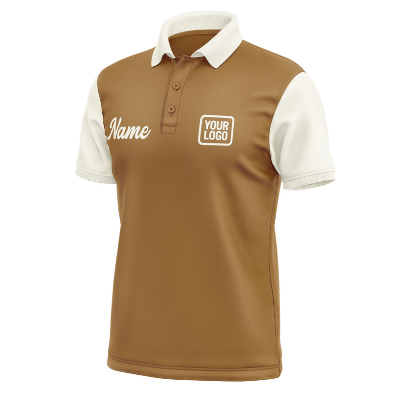 Custom Khaki Cream Short-Sleeve Polo Shirt PO220303B103