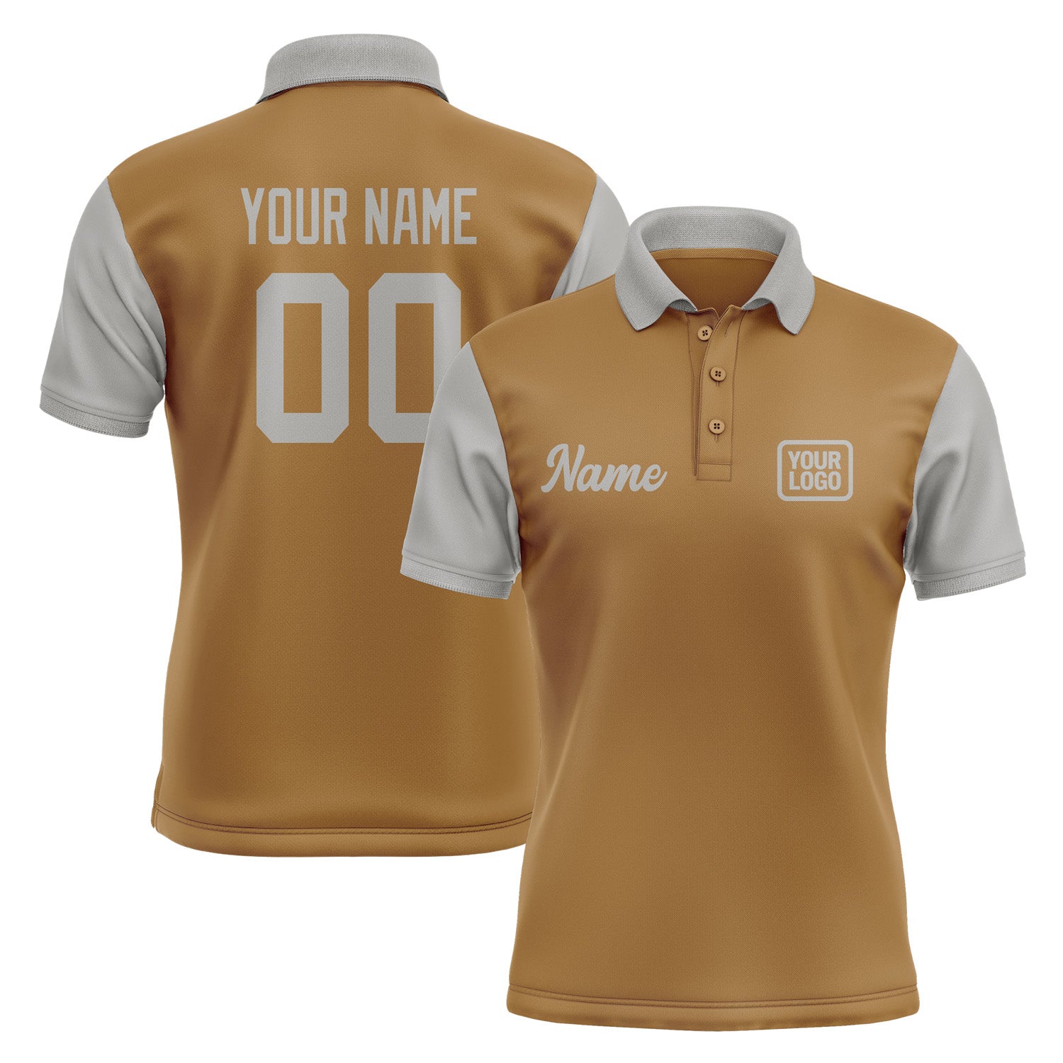 Custom Khaki Gray Short-Sleeve Polo Shirt PO220404B104