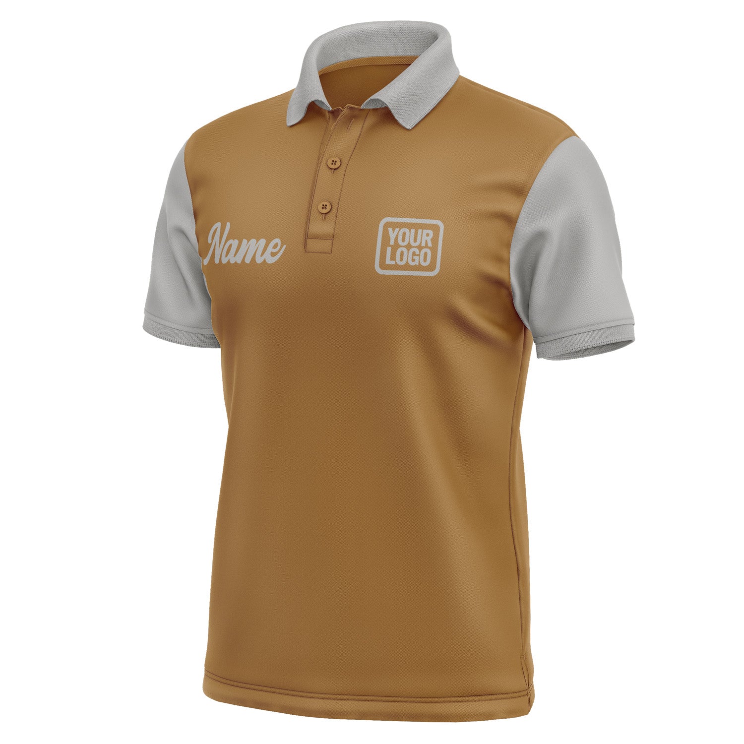 Custom Khaki Gray Short-Sleeve Polo Shirt PO220404B104