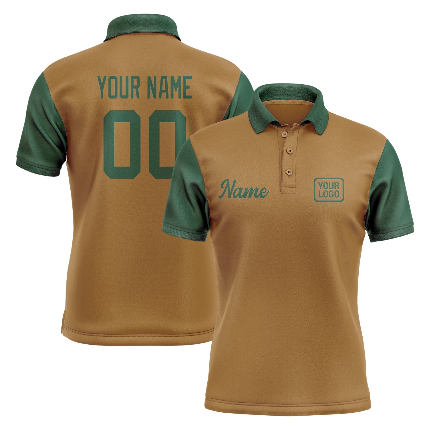 Custom Khaki Green Short-Sleeve Polo Shirt PO220505B105