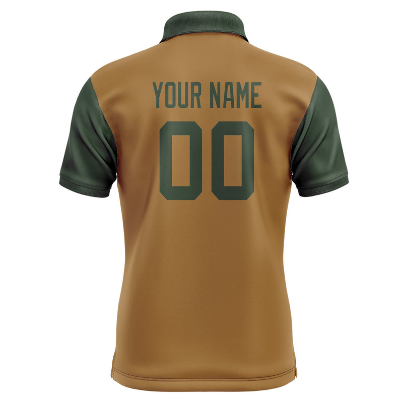 Custom Khaki Dark Green Short-Sleeve Polo Shirt PO220606B106