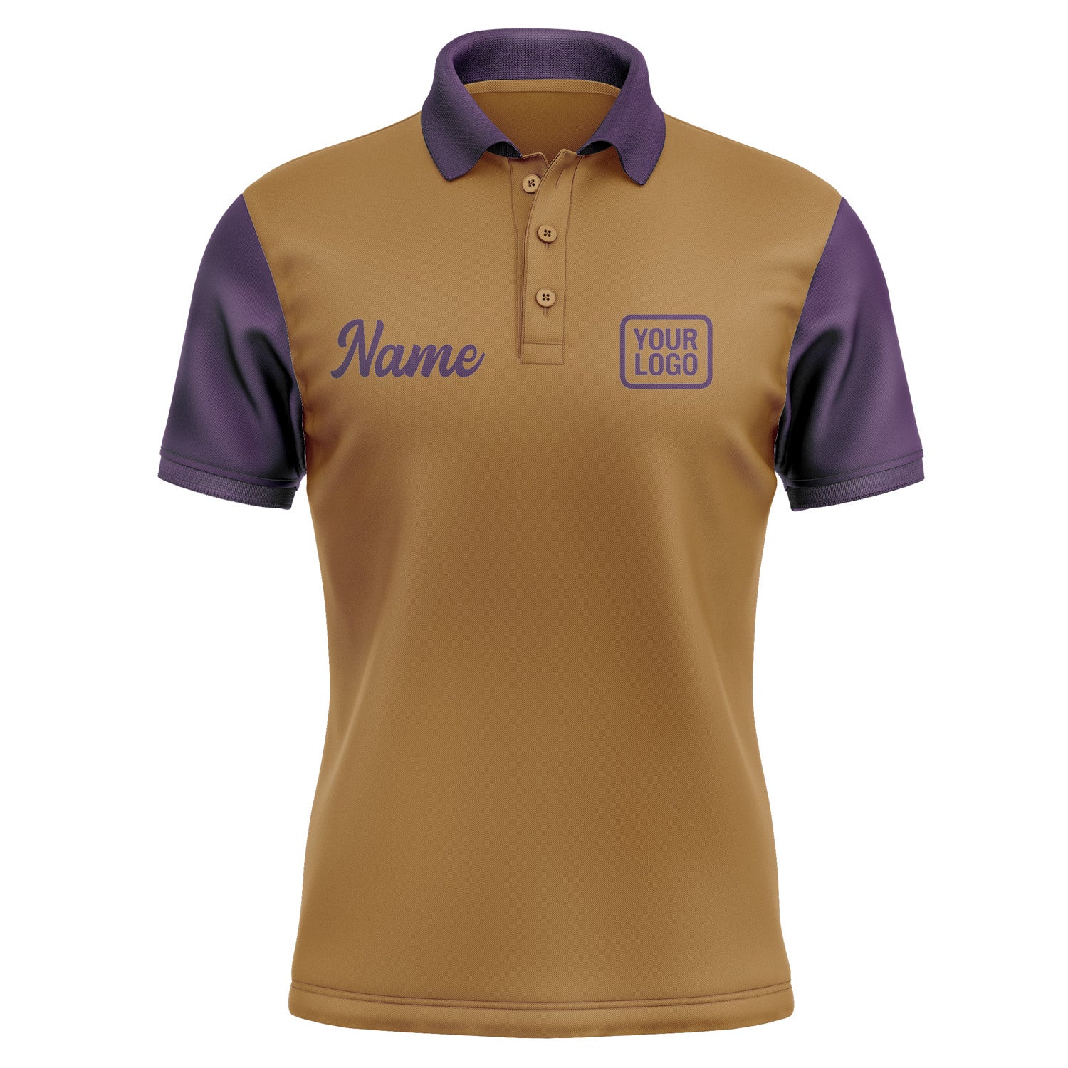 Custom Khaki Purple Short-Sleeve Polo Shirt PO220707B107