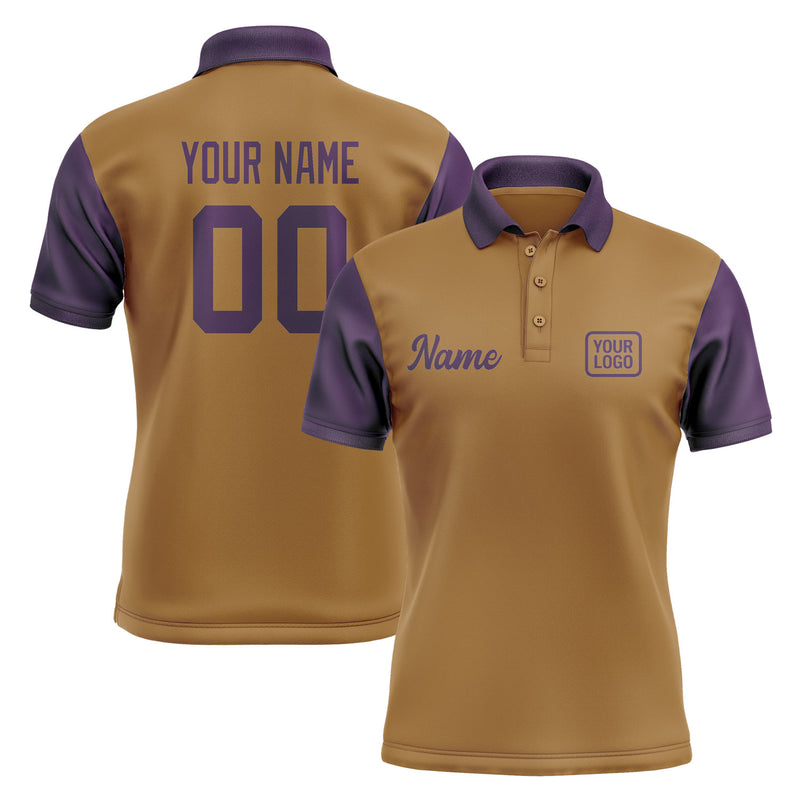 Custom Khaki Purple Short-Sleeve Polo Shirt PO220707B107