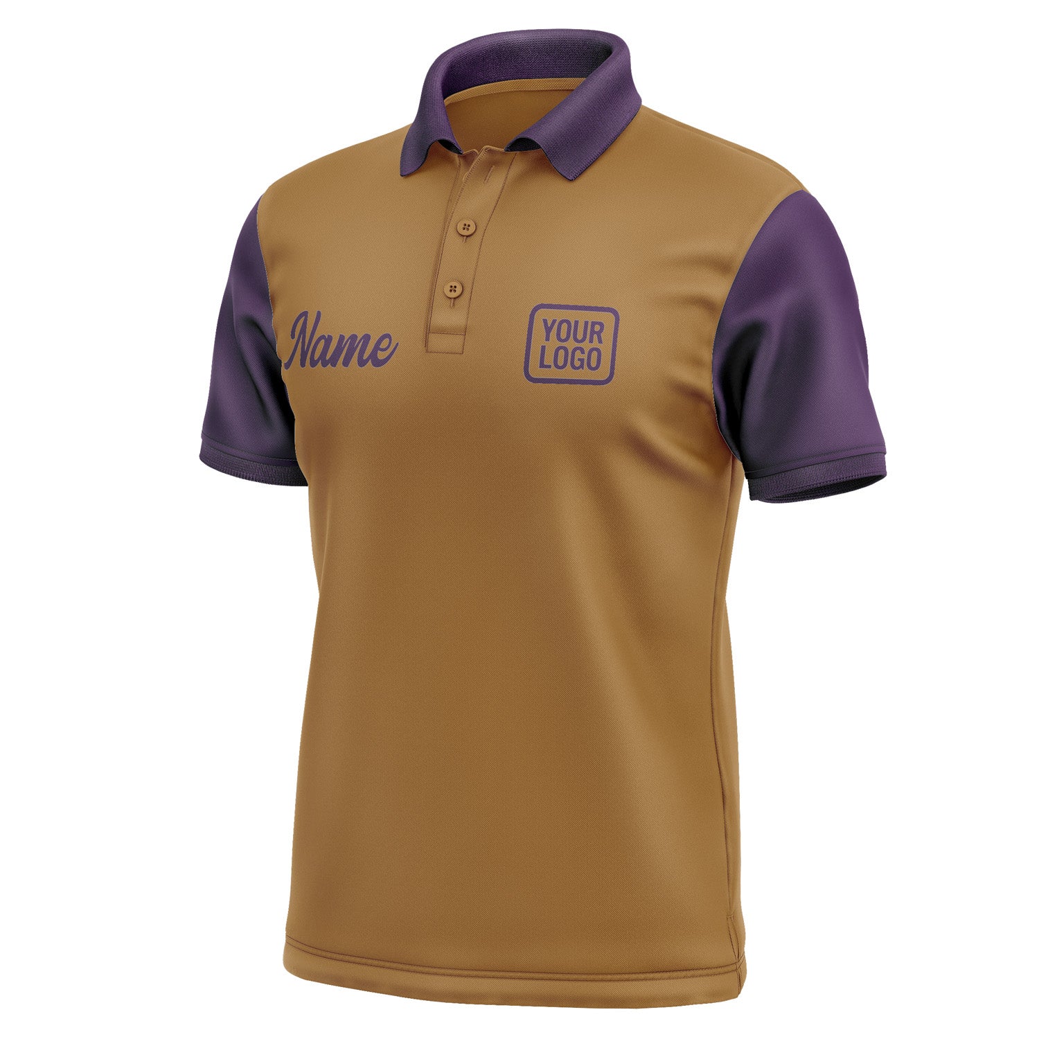 Custom Khaki Purple Short-Sleeve Polo Shirt PO220707B107