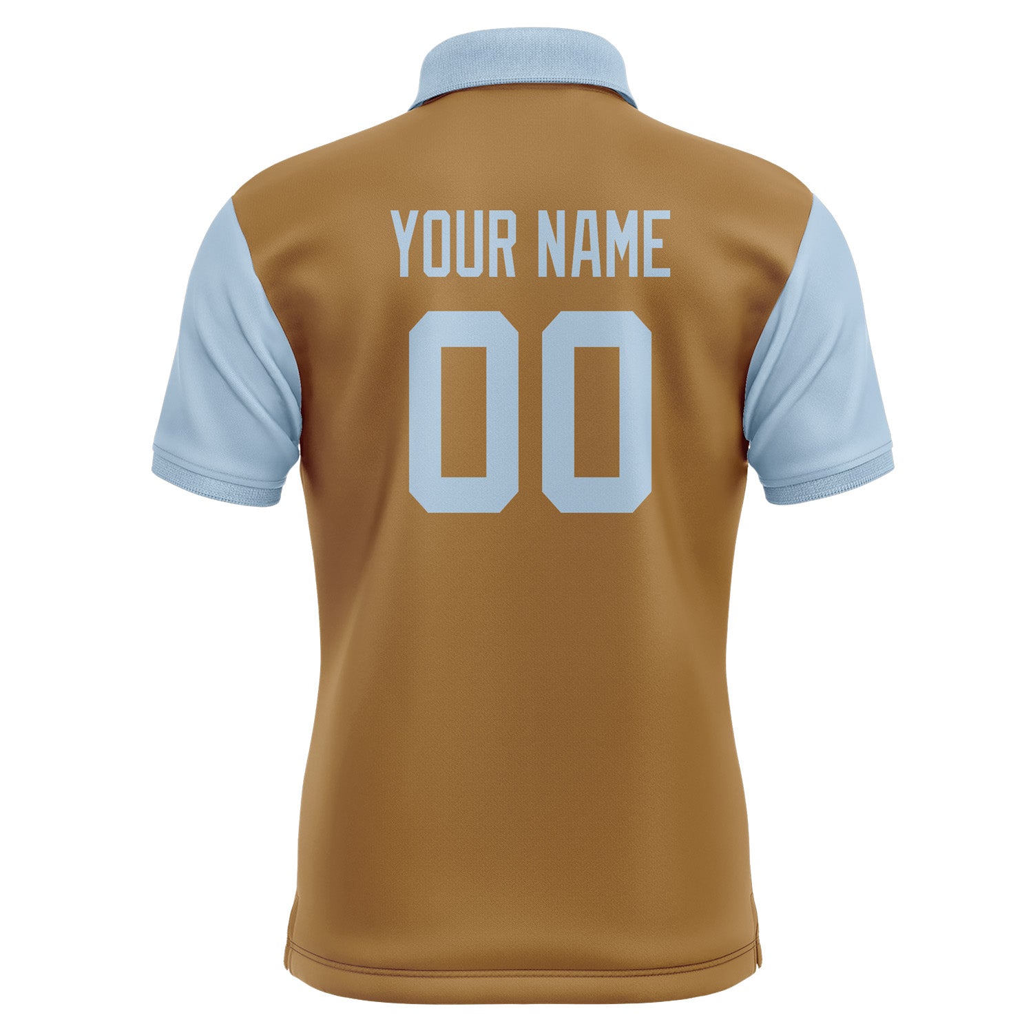 Custom Khaki Light Blue Short-Sleeve Polo Shirt PO220808B108