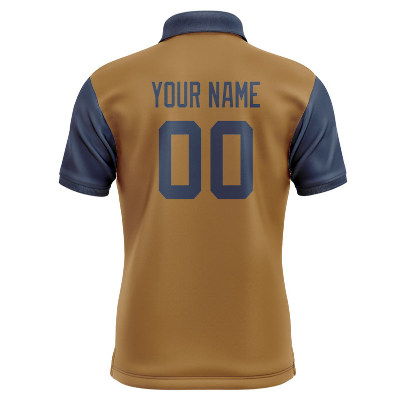 Custom Khaki Blue Short-Sleeve Polo Shirt PO221010B110