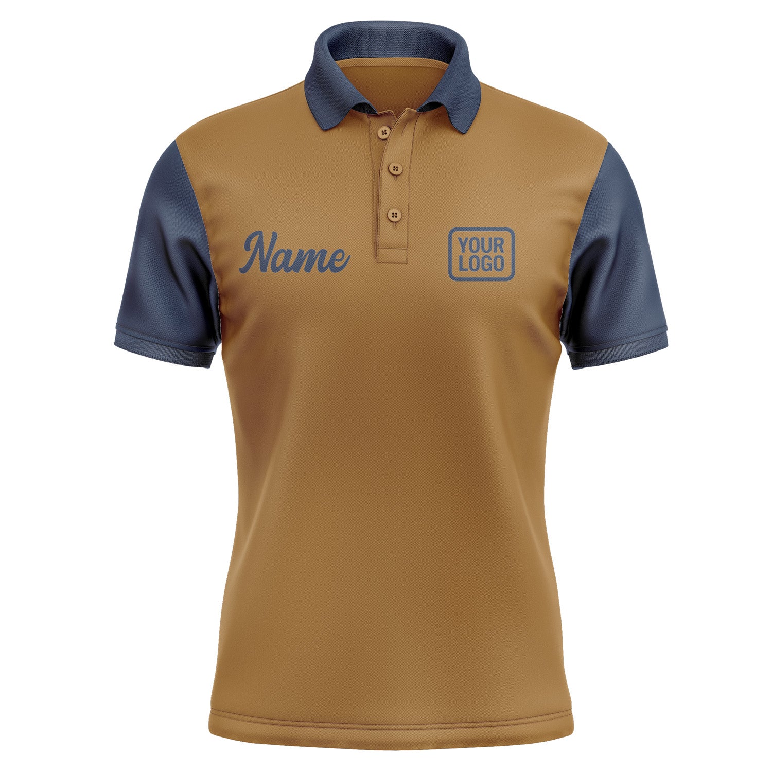 Custom Khaki Blue Short-Sleeve Polo Shirt PO221010B110