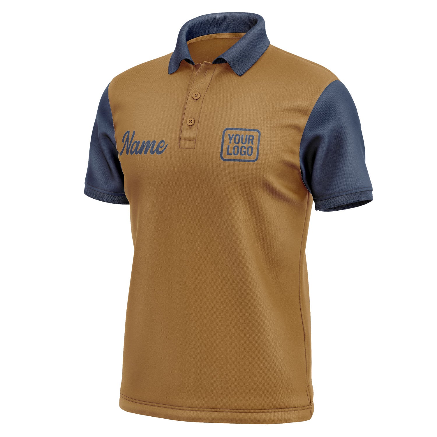 Custom Khaki Blue Short-Sleeve Polo Shirt PO221010B110
