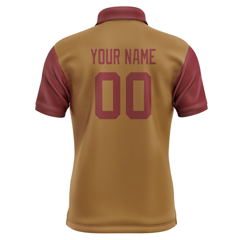 Custom Khaki Crimson Red Short-Sleeve Polo Shirt PO221515B115