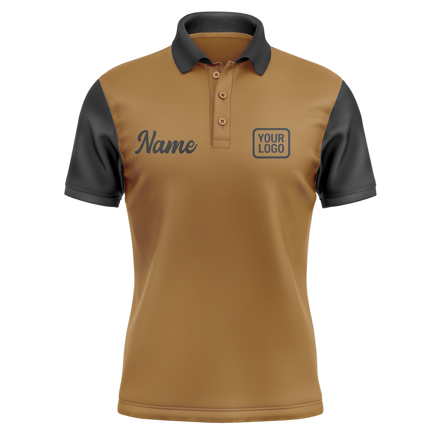 Custom Khaki Black Short-Sleeve Polo Shirt PO221717B117